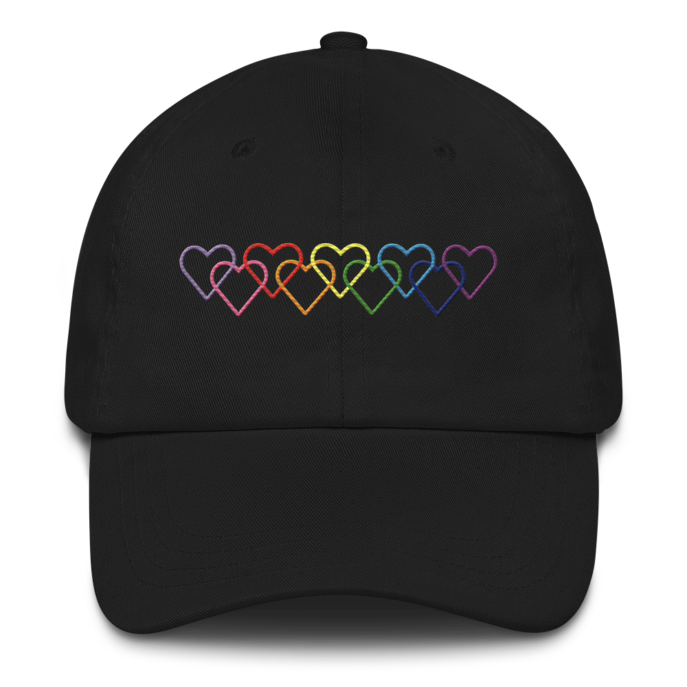Gilbert Baker Pride Hat: Interlaced Heart Outlines Embroidered Cap
