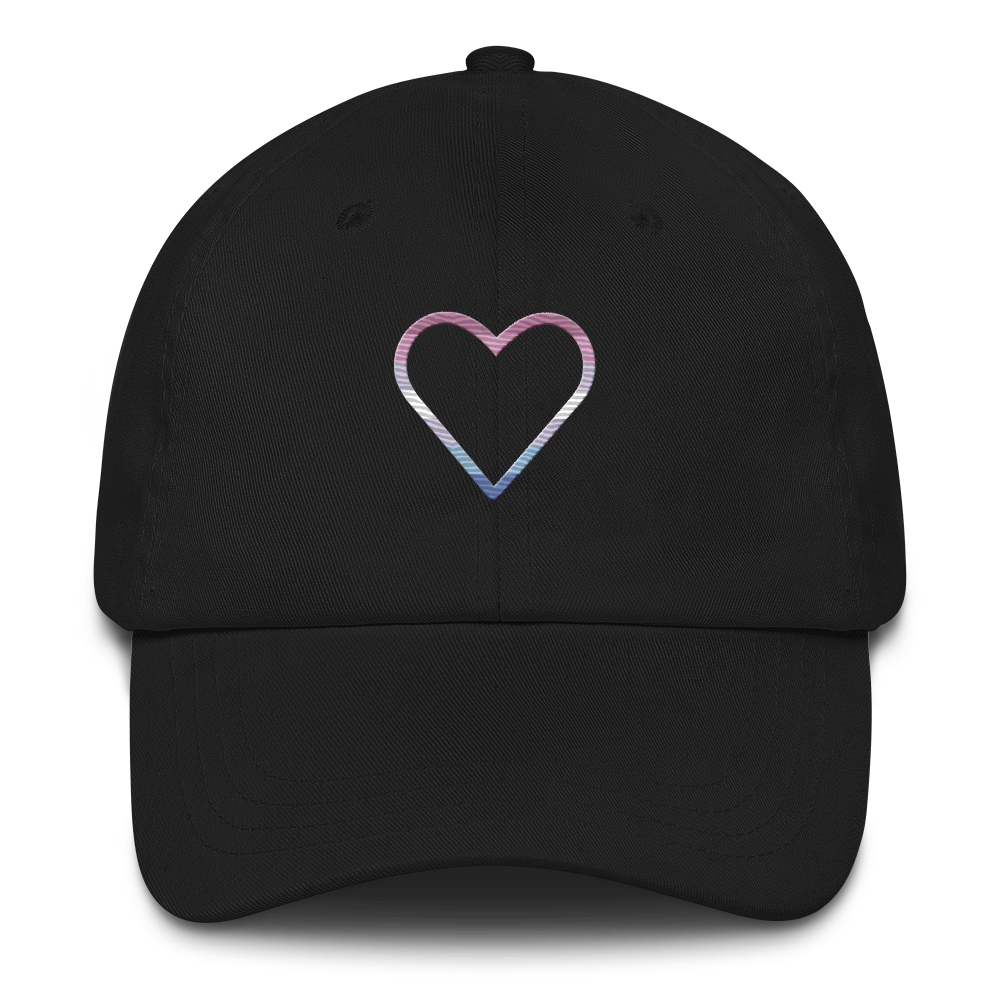 Bigender Heart Hat: Embroidered Pride Cap