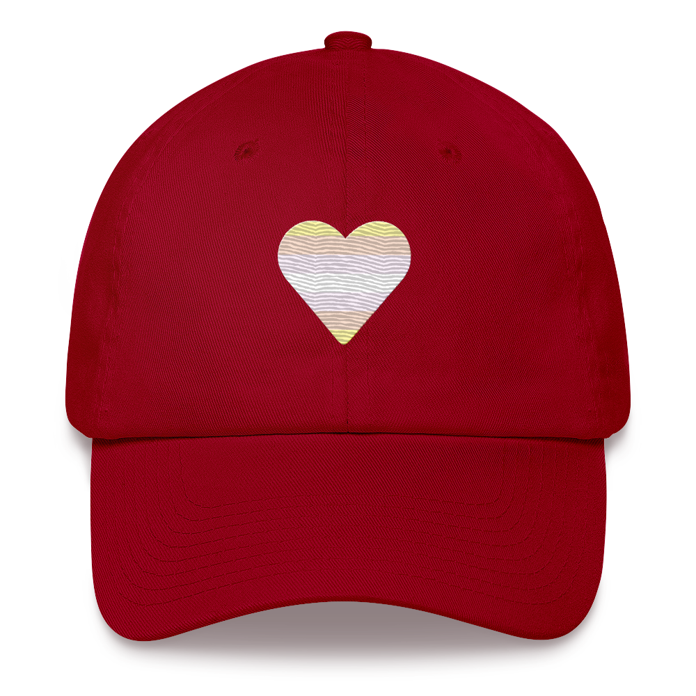 Pangender Flag Embroidered Heart Hat: Celebratory LGBTQ+ Pride Design