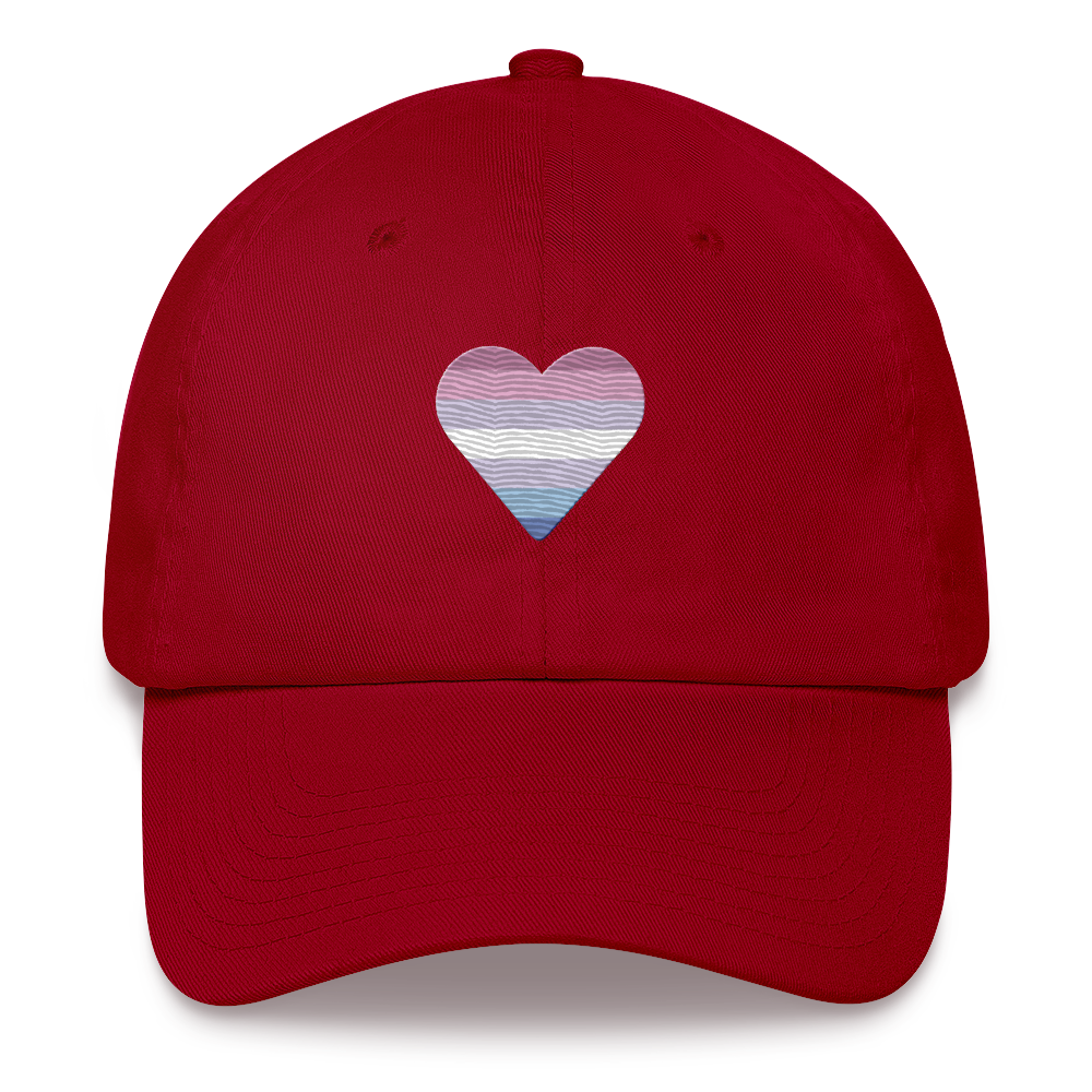 Bigender Flag Embroidered Heart Hat: Celebratory LGBTQ+ Pride Design