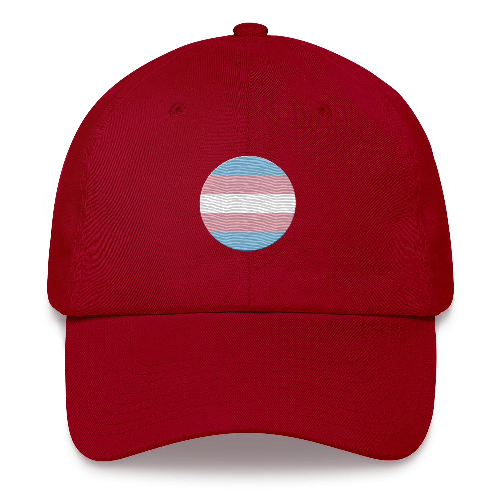 Transgender Flag Embroidered Circle Cap: Celebratory LGBTQ+ Pride Design
