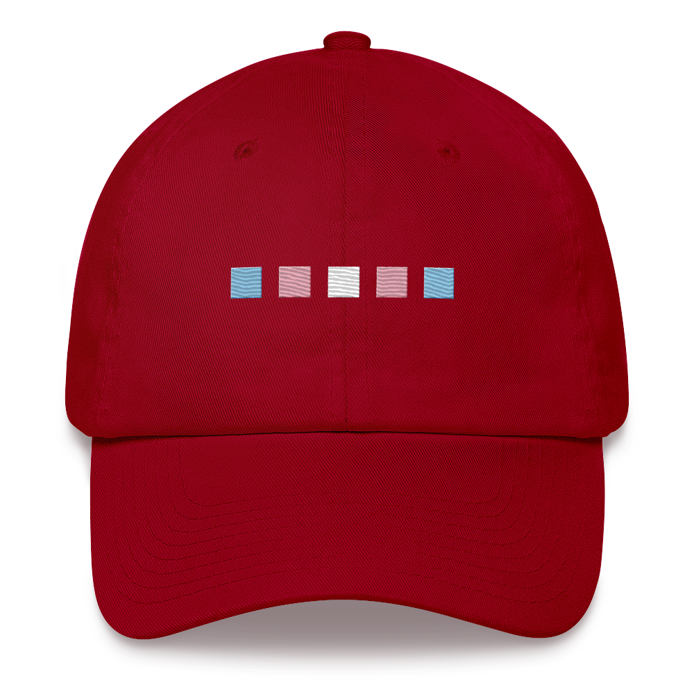 Embroidered Transgender Hat: Pride Flag Horizontal Square Design