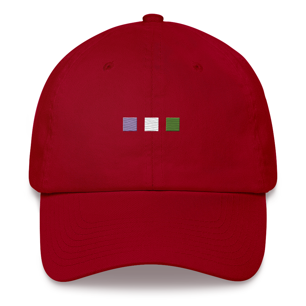 Embroidered Genderqueer Hat: Pride Flag Horizontal Square Design