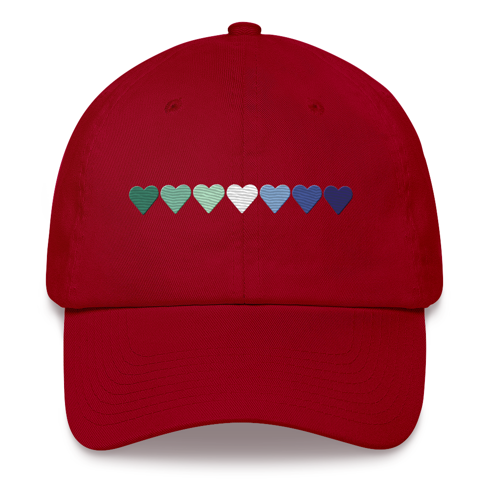Embroidered Gay Pride Hat: Pride Flag Horizontal Heart Design