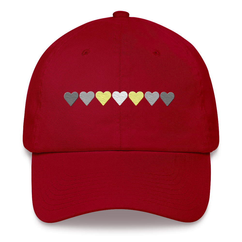 Embroidered Demigender Hat: Pride Flag Horizontal Heart Design