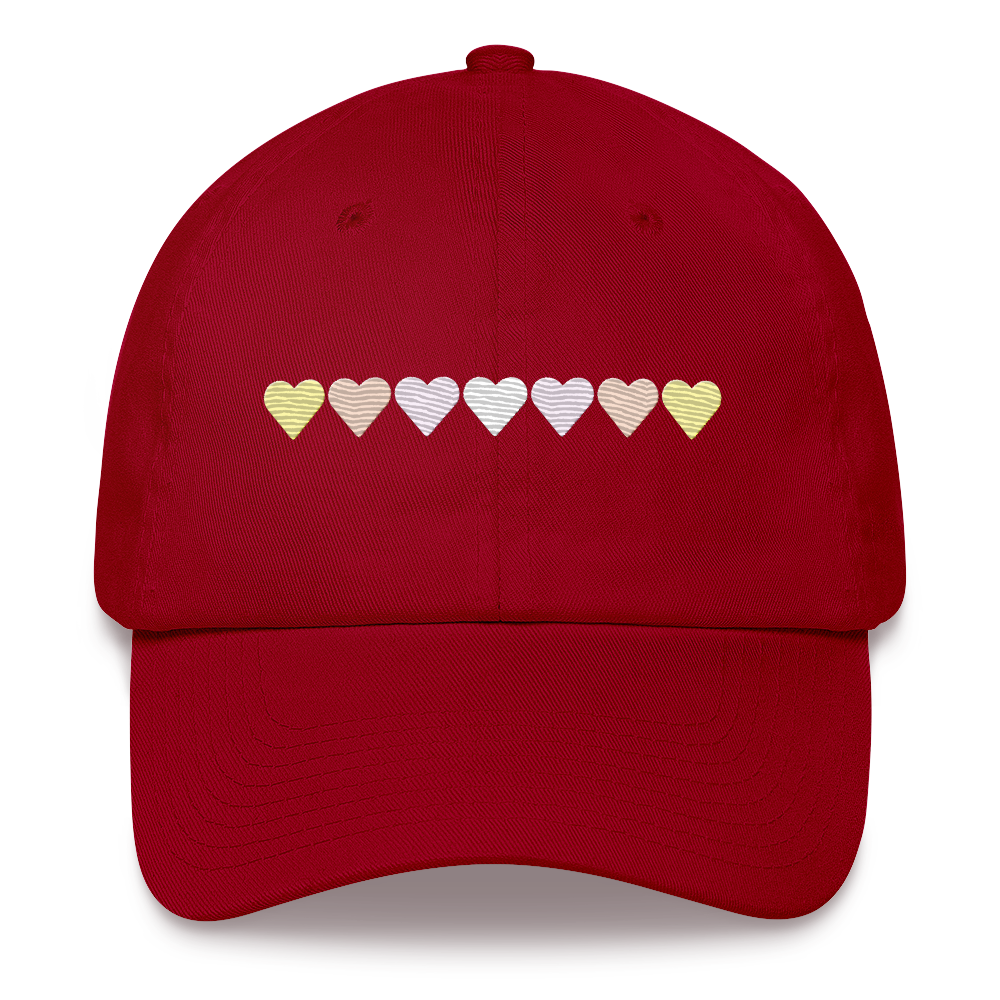 Embroidered Pangender Hat: Pride Flag Horizontal Heart Design