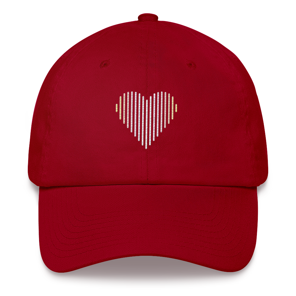 Pangender Heart Lines Hat: Embroidered Pride Gradient Cap