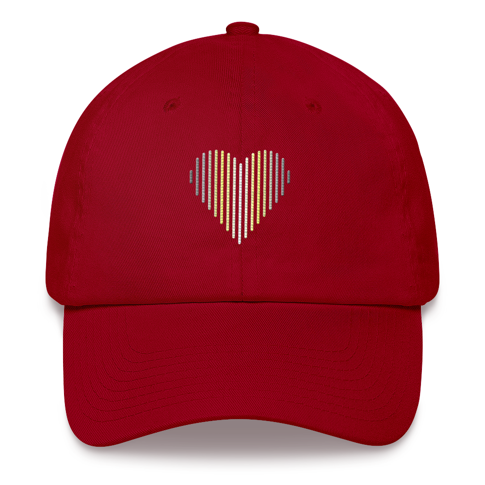 Demigender Heart Lines Hat: Embroidered Pride Gradient Cap