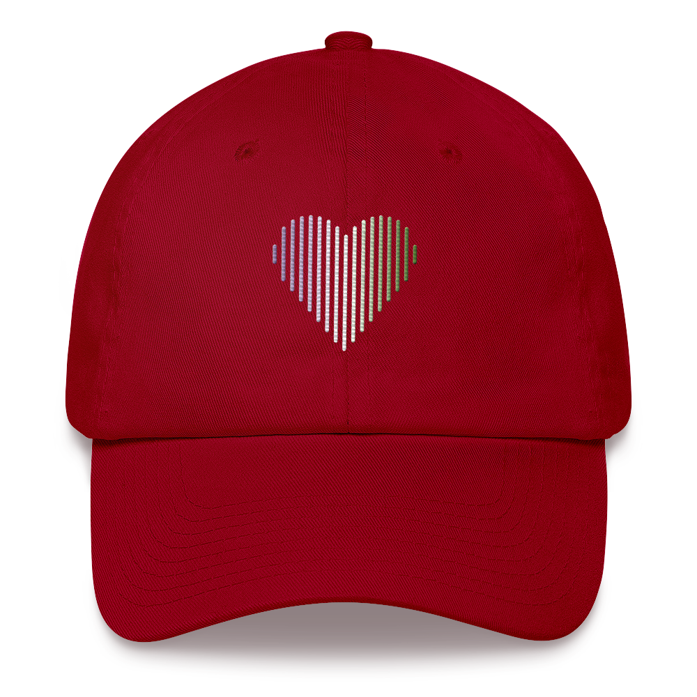 Genderqueer Heart Lines Hat: Embroidered Pride Gradient Cap