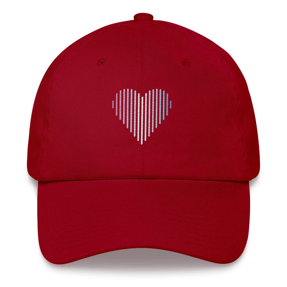 Bigender Heart Lines Hat: Embroidered Pride Gradient Cap