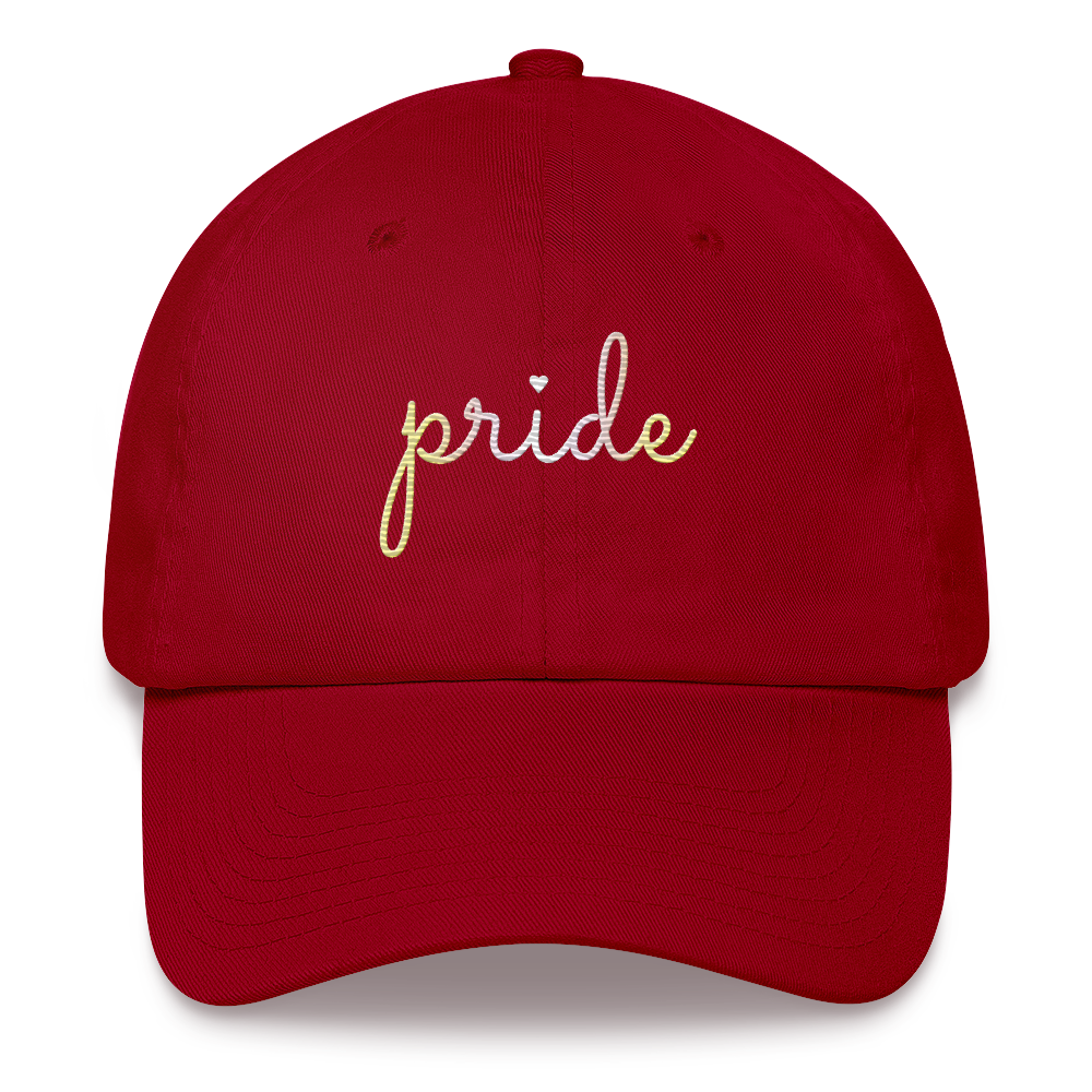 Pangender Pride Hat: Cursive 'Pride' in Gradient Colors