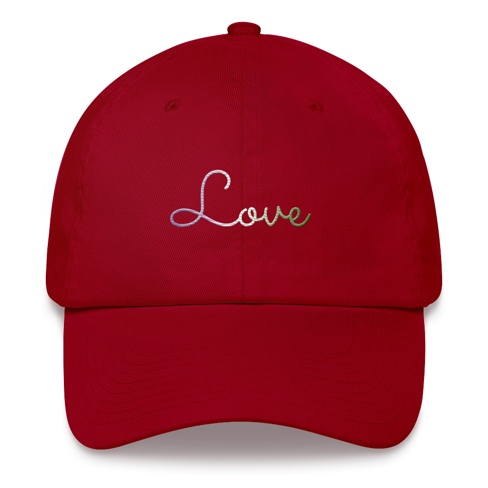 Genderqueer Love Script Hat: Elegantly Embroidered Pride Cap