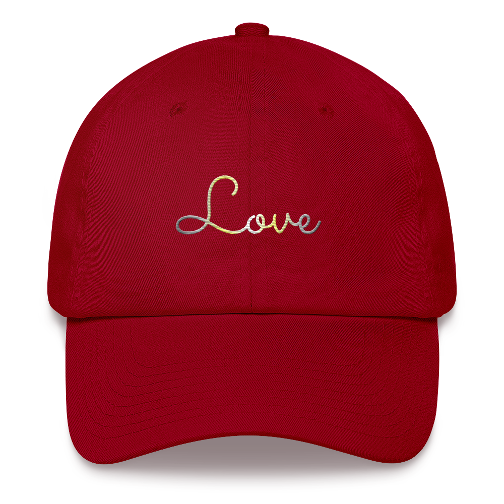 Demigender Love Script Hat: Elegantly Embroidered Pride Cap