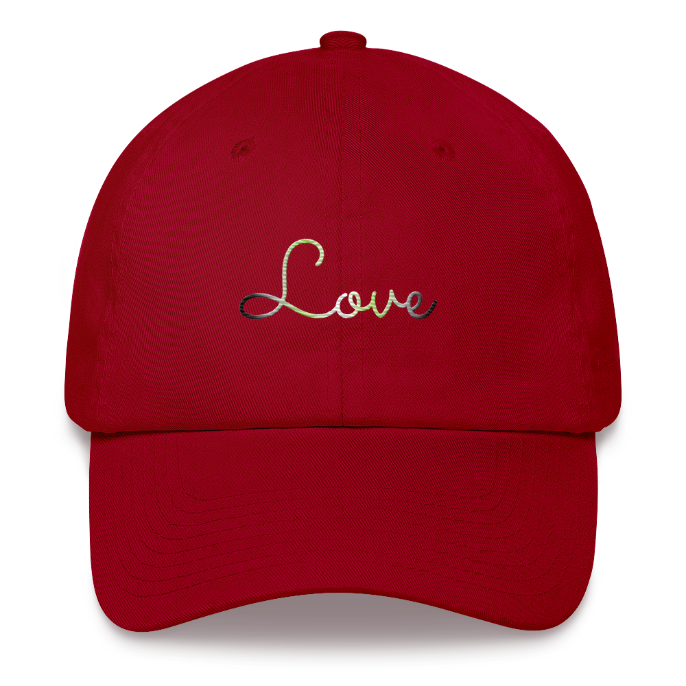 Agender Love Script Hat: Elegantly Embroidered Pride Cap