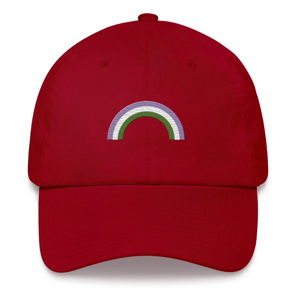 Embroidered Genderqueer Rainbow Hat: Pride Flag LGBTQ+ Design