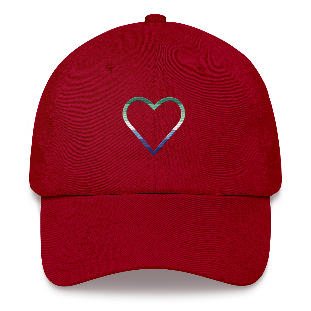 Gay Pride Heart Hat: Embroidered Pride Cap