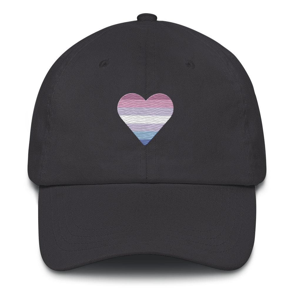 Bigender Flag Embroidered Heart Hat: Celebratory LGBTQ+ Pride Design
