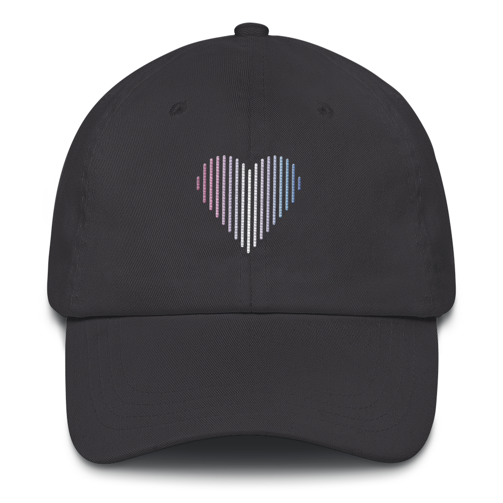 Bigender Heart Lines Hat: Embroidered Pride Gradient Cap