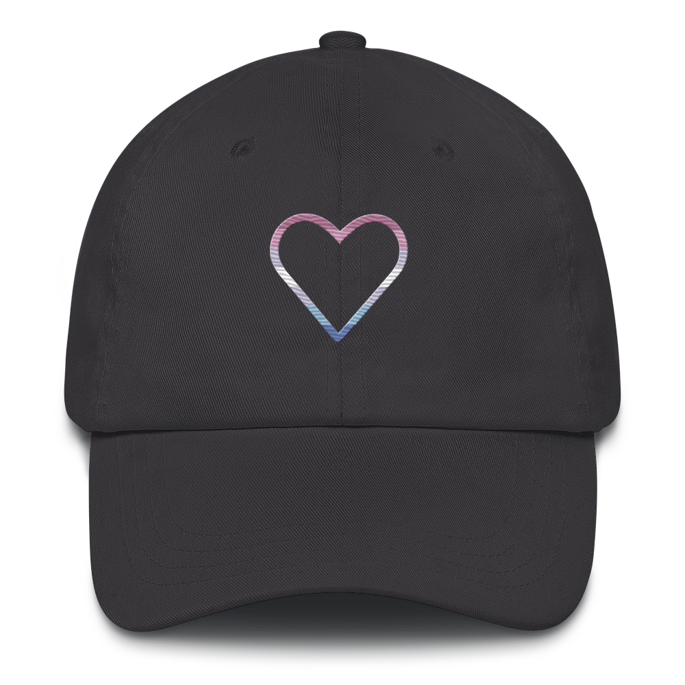 Bigender Heart Hat: Embroidered Pride Cap