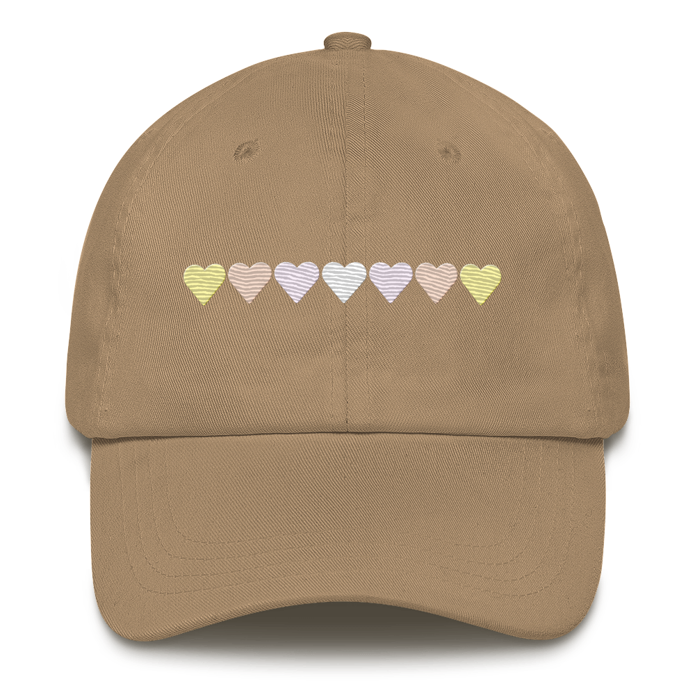 Embroidered Pangender Hat: Pride Flag Horizontal Heart Design