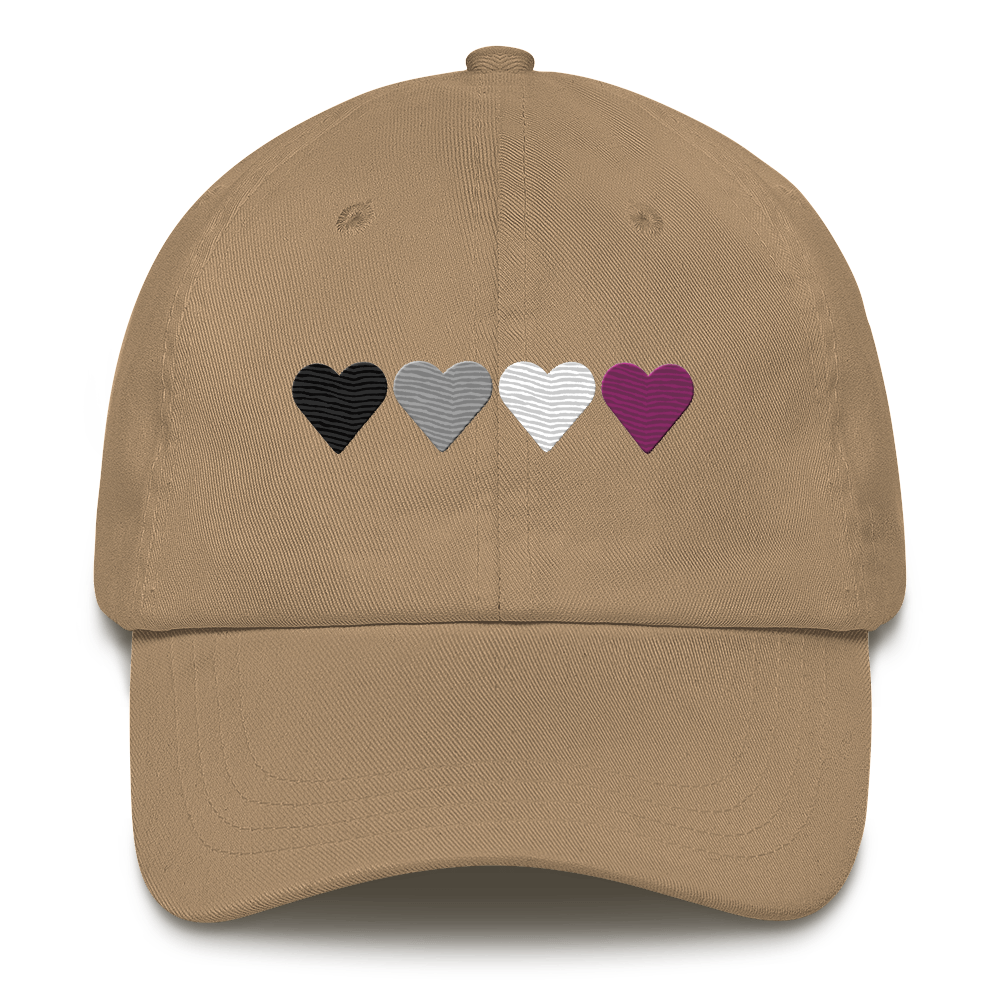 Embroidered Asexual Hat: Pride Flag Horizontal Heart Design