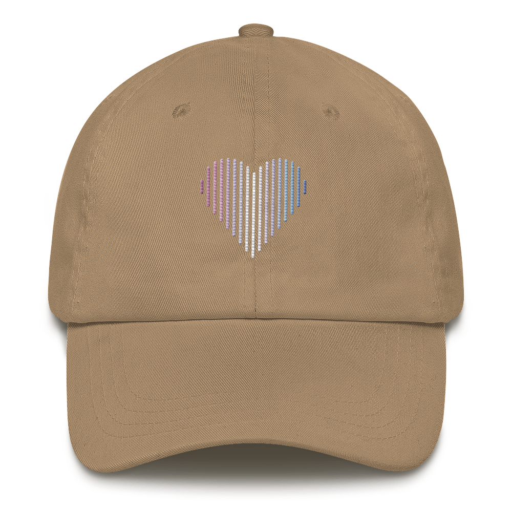 Bigender Heart Lines Hat: Embroidered Pride Gradient Cap
