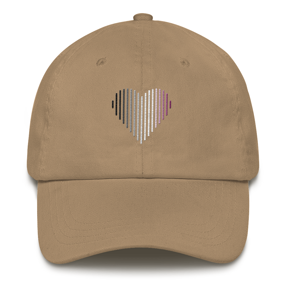 Asexual Heart Lines Hat: Embroidered Pride Gradient Cap