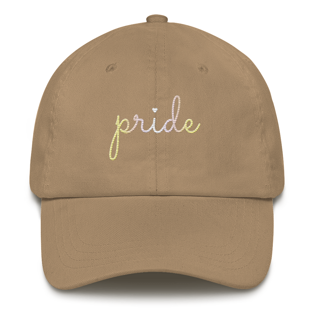 Pangender Pride Hat: Cursive 'Pride' in Gradient Colors