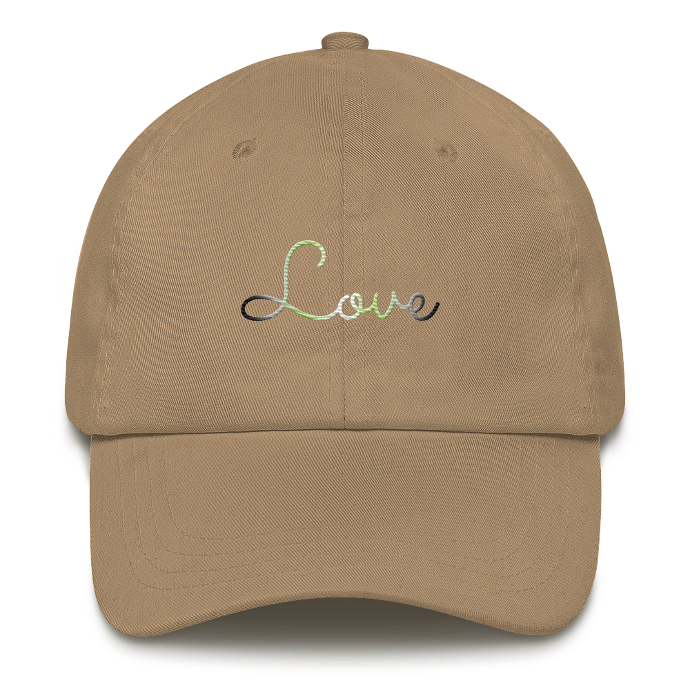 Agender Love Script Hat: Elegantly Embroidered Pride Cap