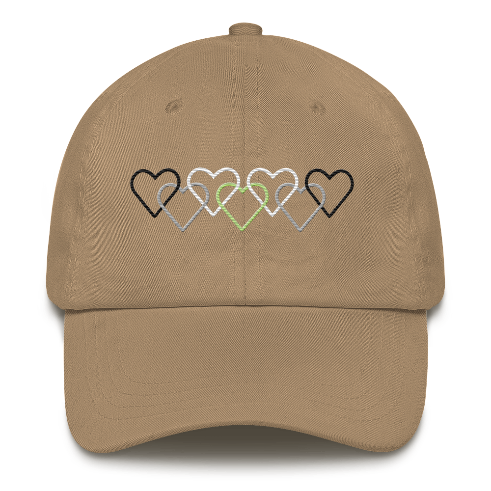 Agender Pride Hat: Interlaced Heart Outlines Embroidered Cap