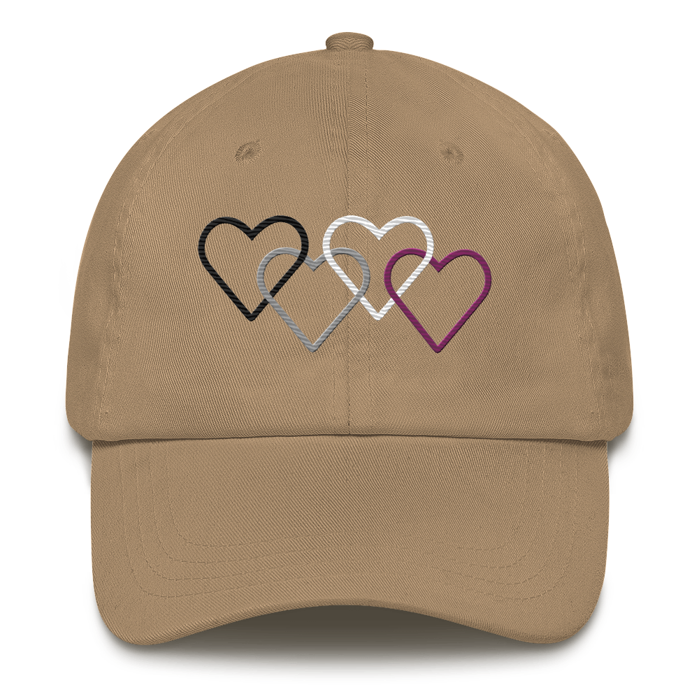 Asexual Pride Hat: Interlaced Heart Outlines Embroidered Cap