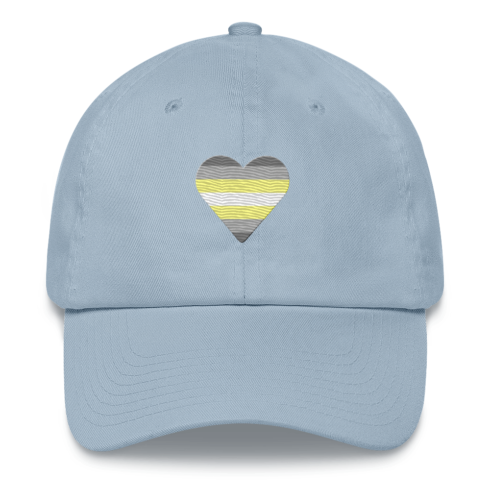 Demigender Flag Embroidered Heart Hat: Celebratory LGBTQ+ Pride Design