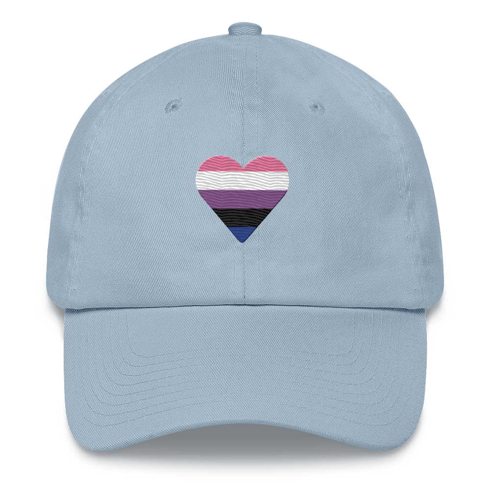 Genderfluid Flag Embroidered Heart Hat: Celebratory LGBTQ+ Pride Design