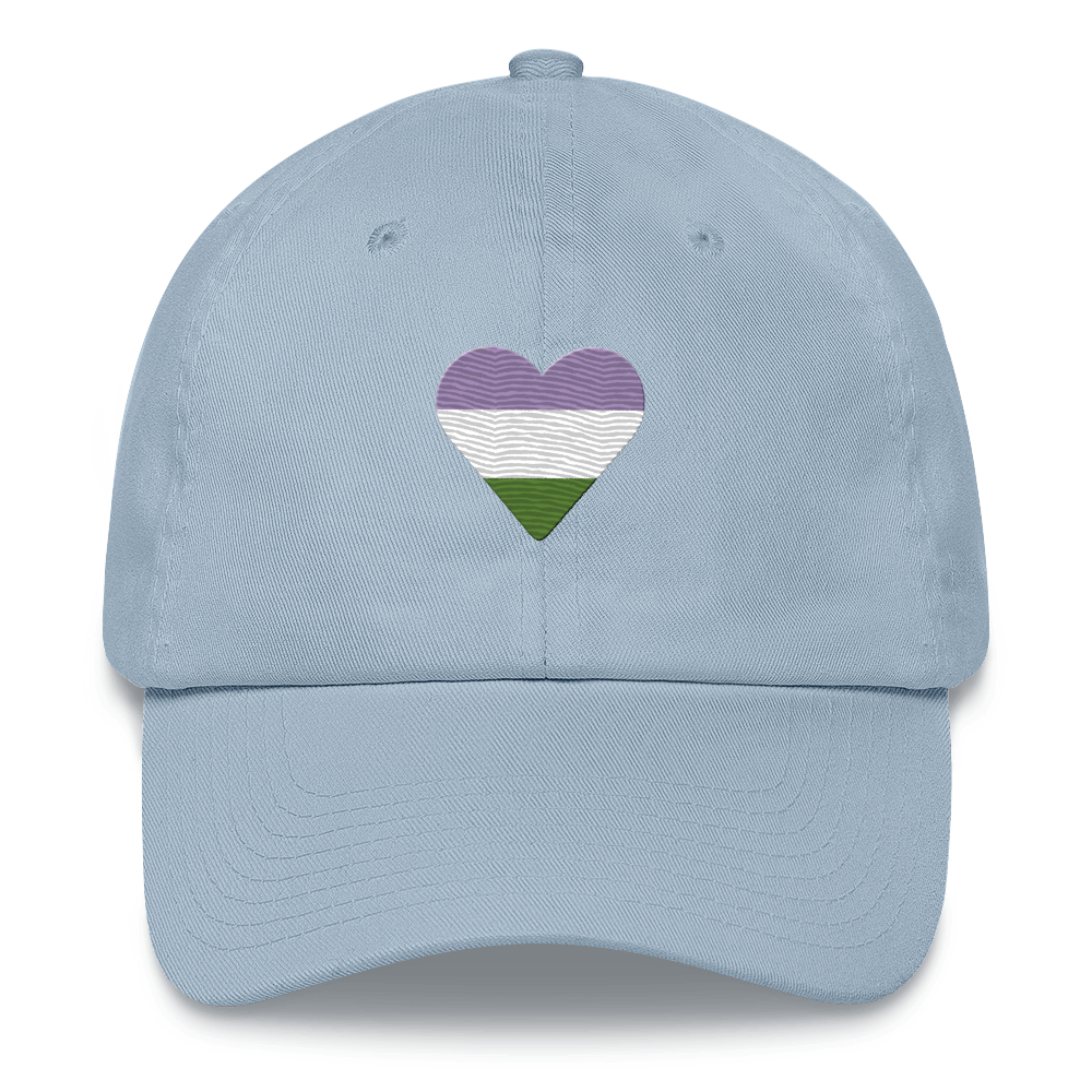 Genderqueer Flag Embroidered Heart Hat: Celebratory LGBTQ+ Pride Design