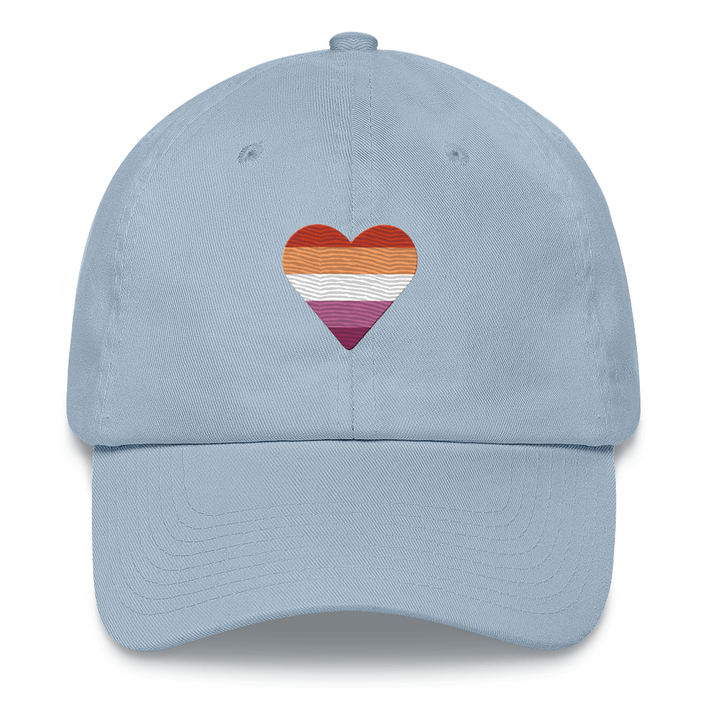Lesbian Flag Embroidered Heart Hat: Celebratory LGBTQ+ Pride Design