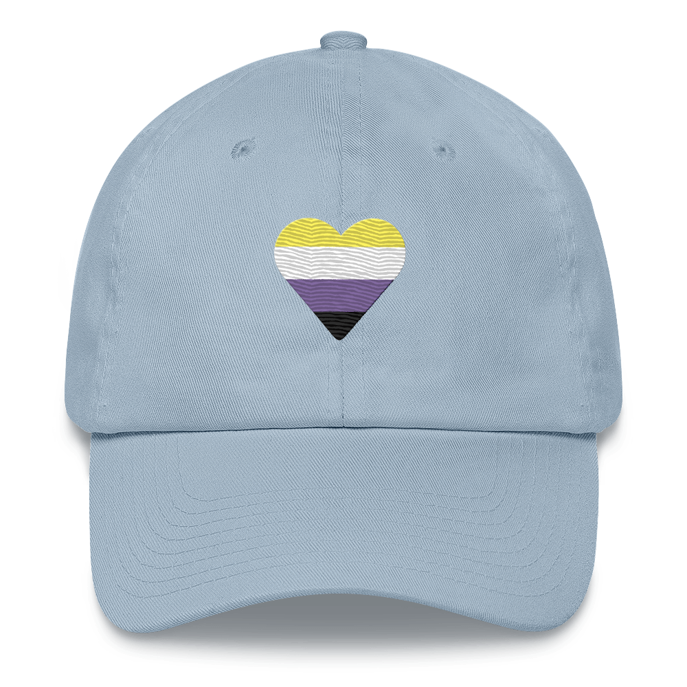 Nonbinary Flag Embroidered Heart Hat: Celebratory LGBTQ+ Pride Design