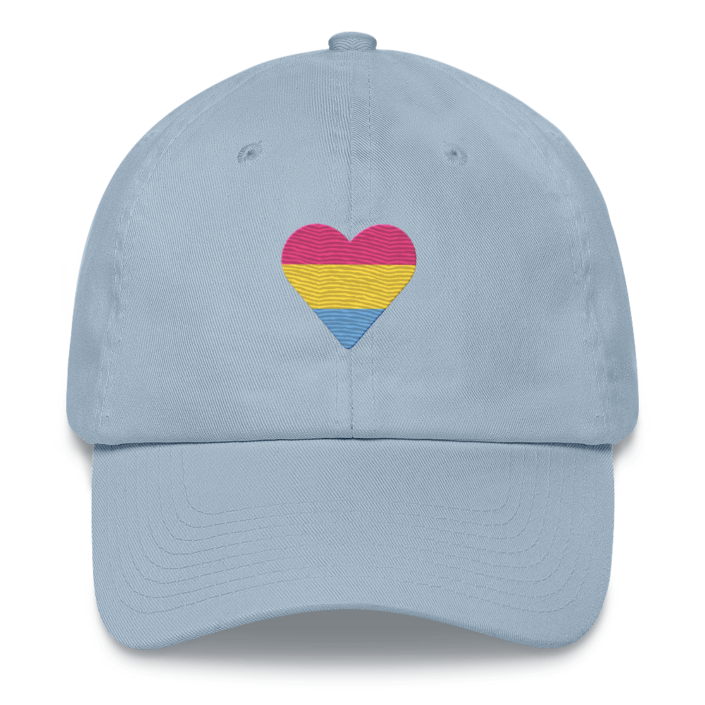 Pansexual Flag Embroidered Heart Hat: Celebratory LGBTQ+ Pride Design