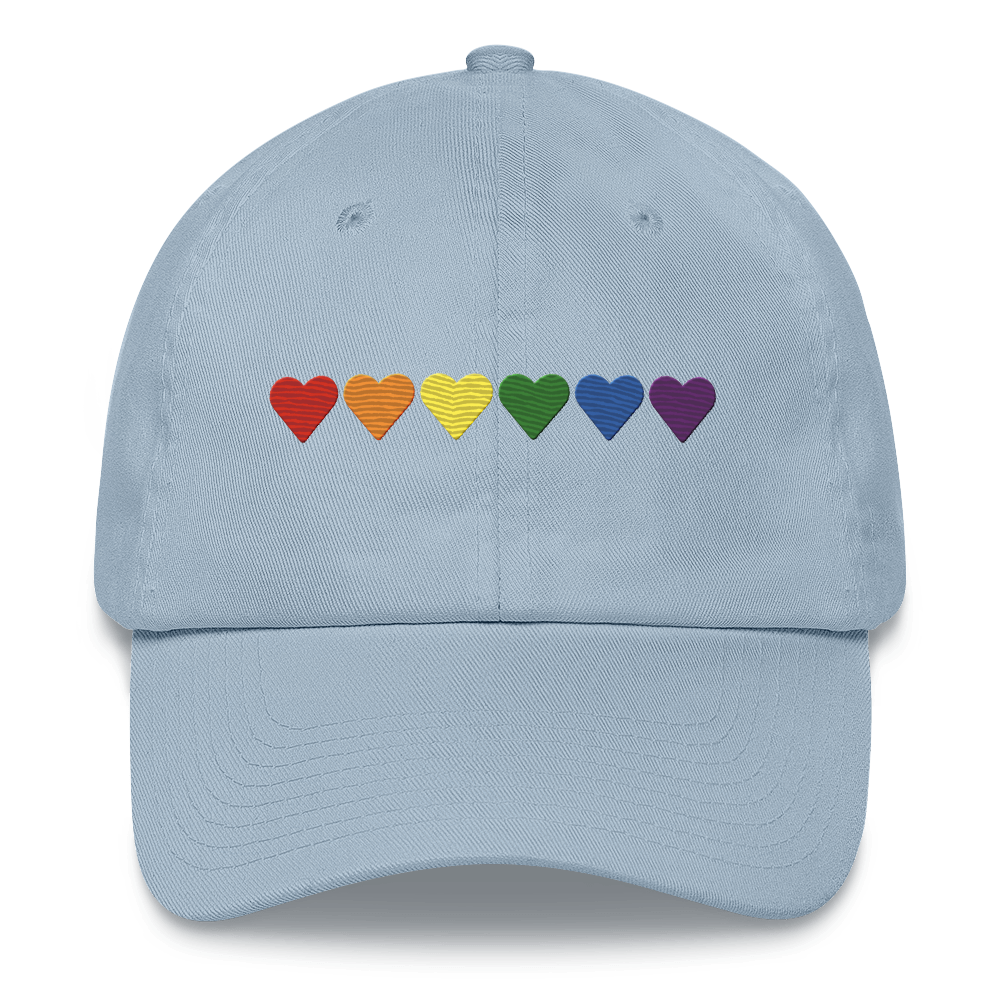 Embroidered Pride Hat: Pride Flag Horizontal Heart Design