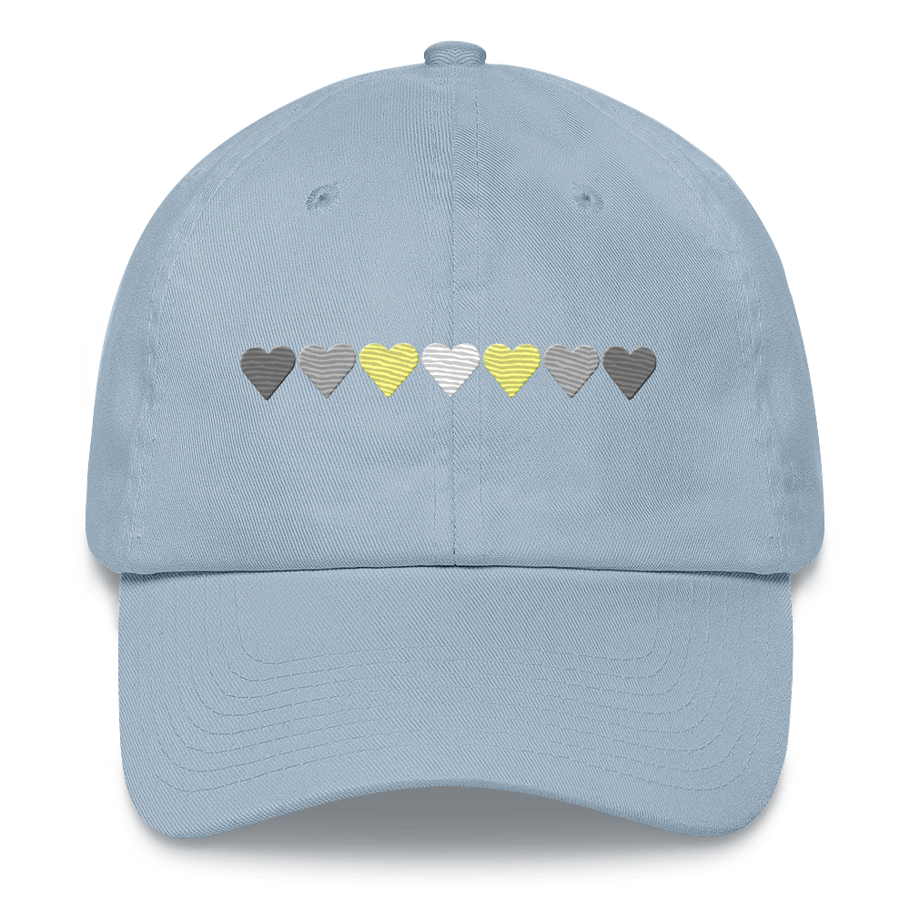 Embroidered Demigender Hat: Pride Flag Horizontal Heart Design