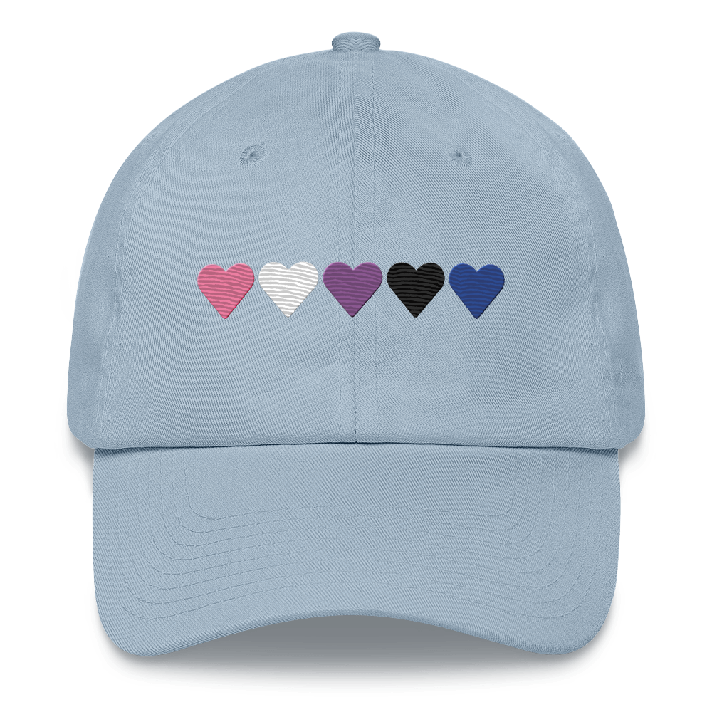 Embroidered Genderfluid Hat: Pride Flag Horizontal Heart Design