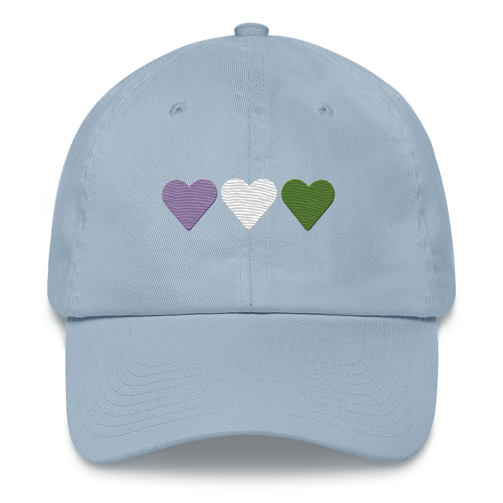 Embroidered Genderqueer Hat: Pride Flag Horizontal Heart Design