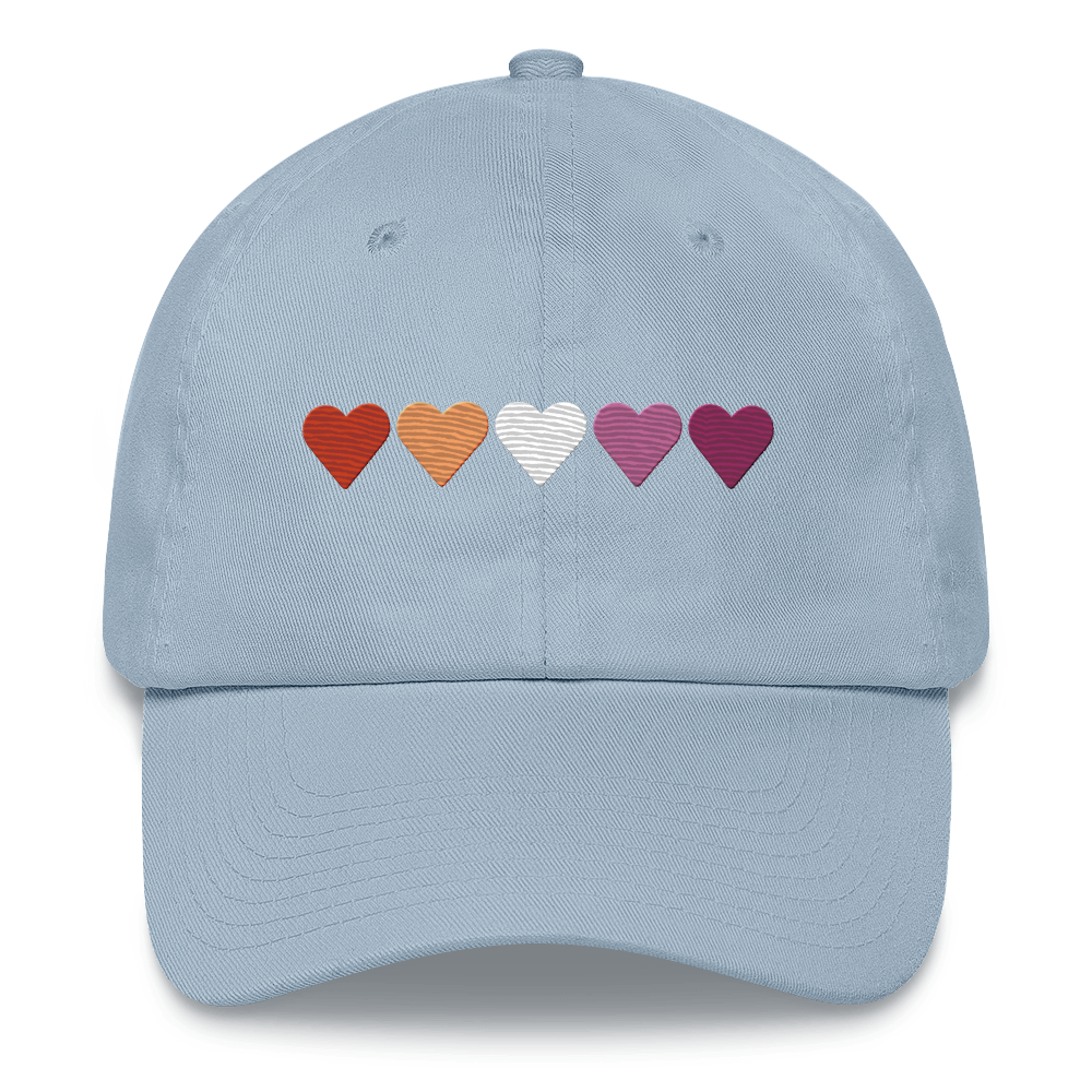 Embroidered Lesbian Hat: Pride Flag Horizontal Heart Design