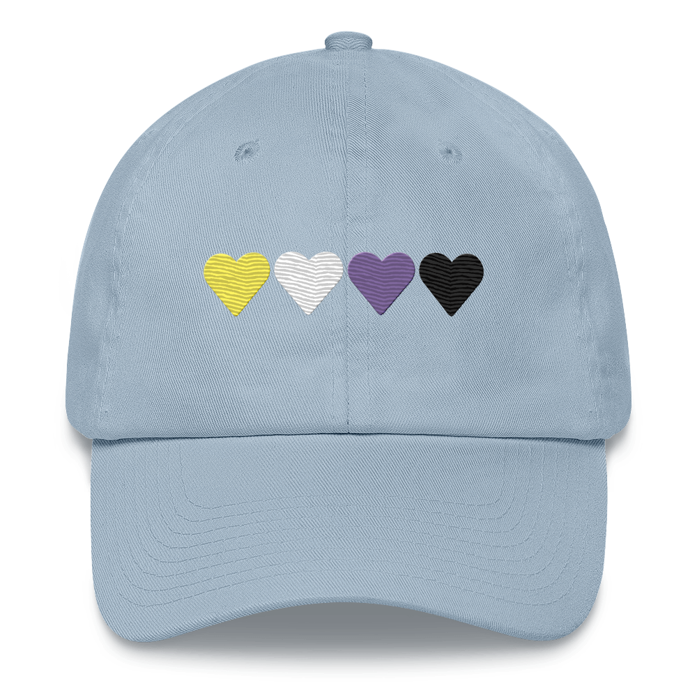 Embroidered Nonbinary Hat: Pride Flag Horizontal Heart Design