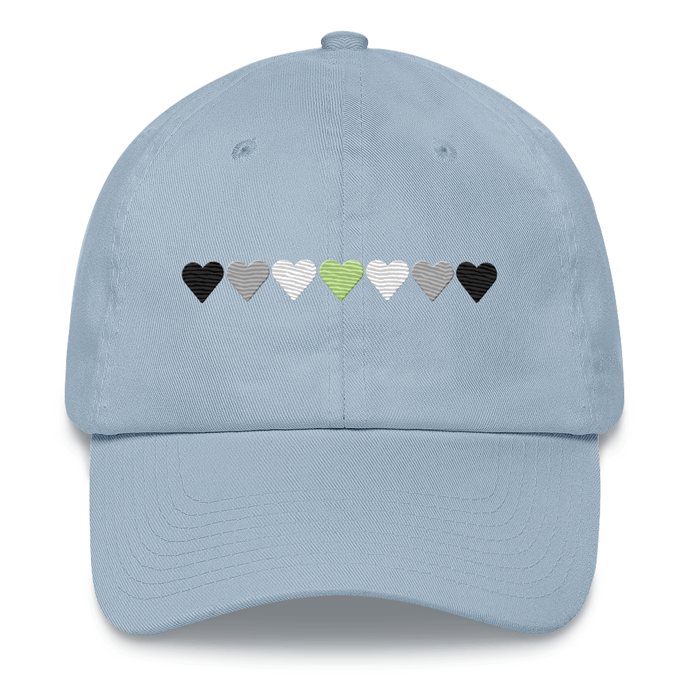 Embroidered Agender Hat: Pride Flag Horizontal Heart Design