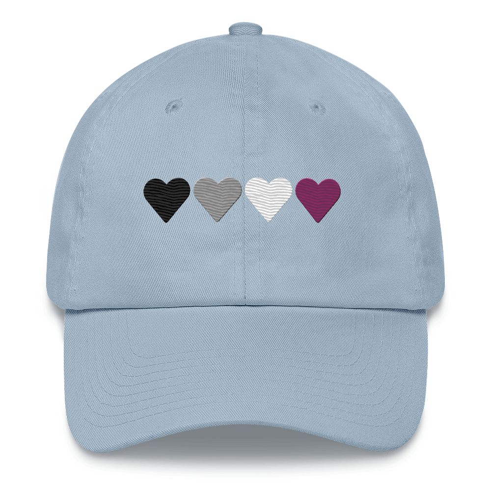 Embroidered Asexual Hat: Pride Flag Horizontal Heart Design