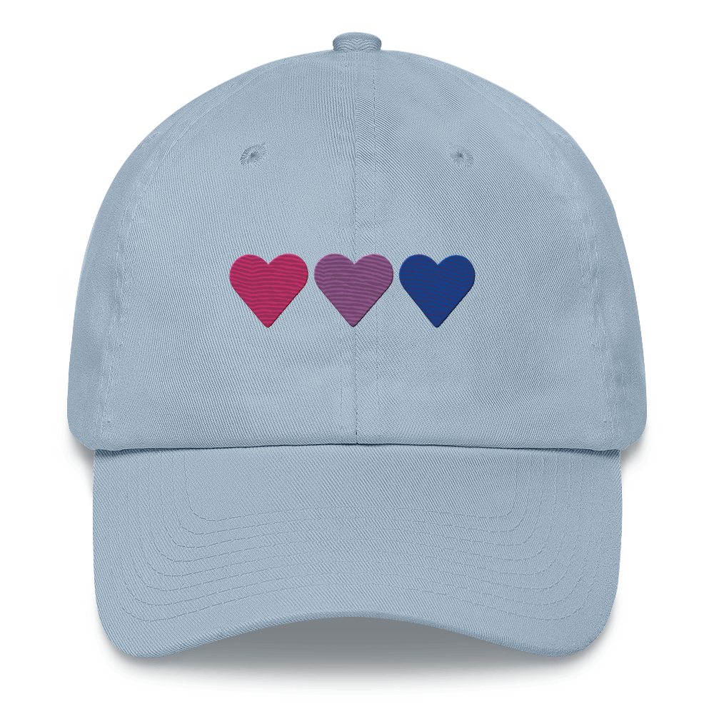 Embroidered Bisexual Hat: Pride Flag Horizontal Heart Design