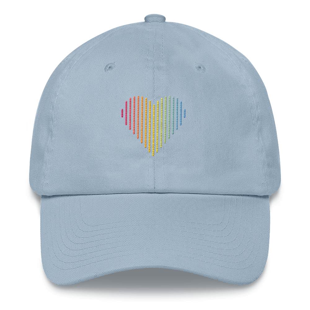 Pansexual Heart Lines Hat: Embroidered Pride Gradient Cap