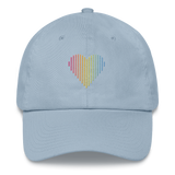 Pansexual Heart Lines Hat: Embroidered Pride Gradient Cap