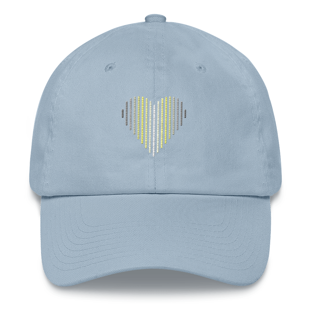 Demigender Heart Lines Hat: Embroidered Pride Gradient Cap