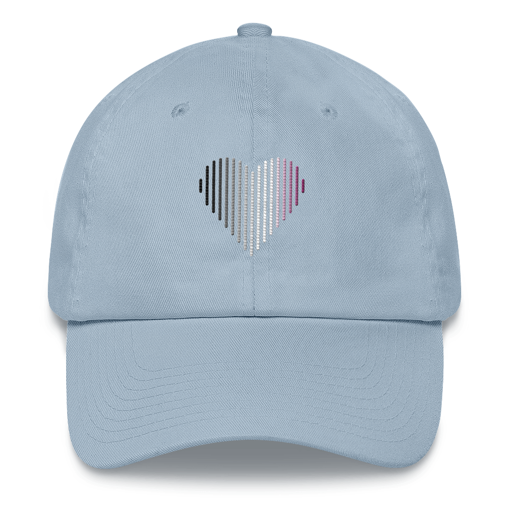 Asexual Heart Lines Hat: Embroidered Pride Gradient Cap